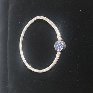 Pandora braclet blue sparkling disc snake chain 18 cm
